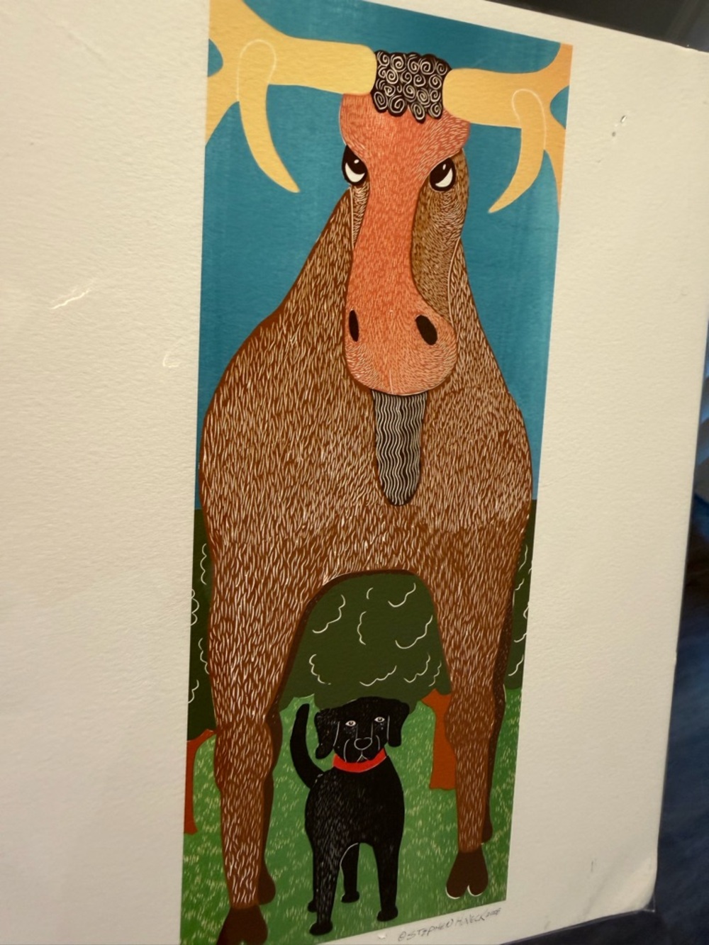 Stephen Huneck Dog Art Print 2008 | Folk Art Decor | Dog Lovers Wall Art